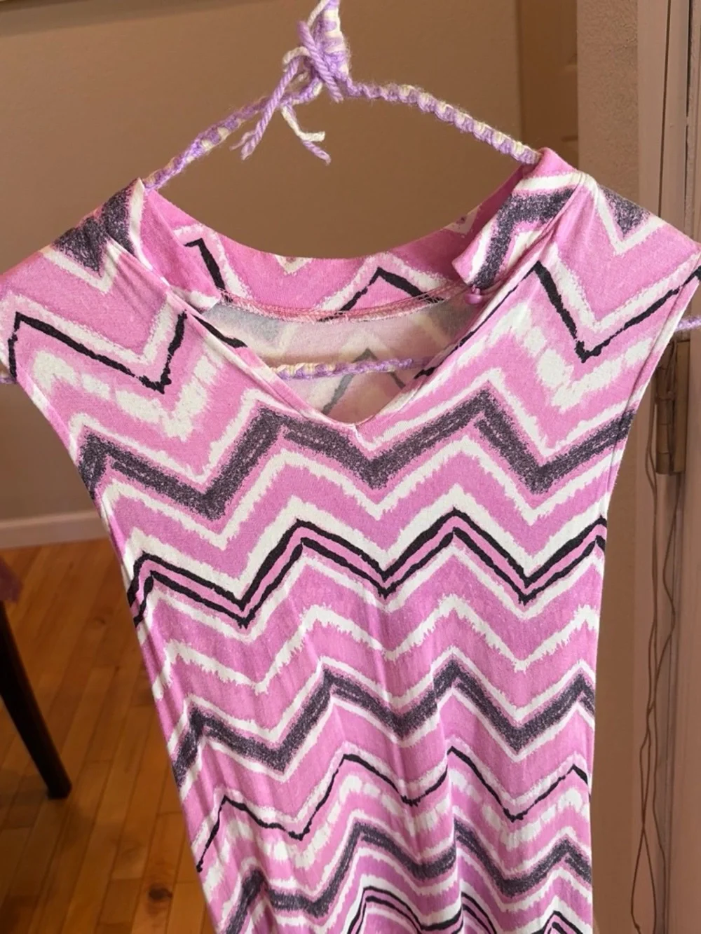 Justice Pink Chevron Knit Sleeveless Dress